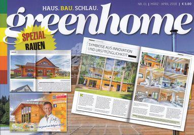 Blockhaus Kalevala mit großem Bericht in Publikumszeitschrift "greenhome"