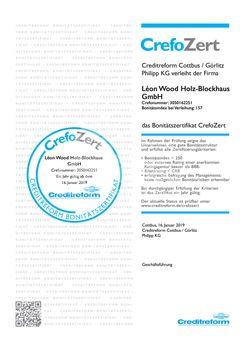 LéonWood® erhält Bonitätssiegel Crefozert 2017