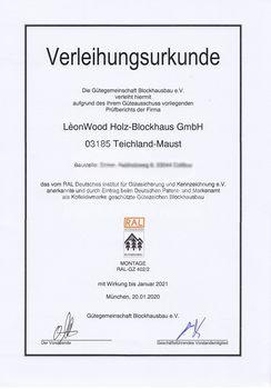 RAL Urkunde 2020 Montage LeonWood
