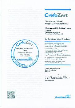 LéonWood® erhält Bonitätssiegel Crefozert 2017