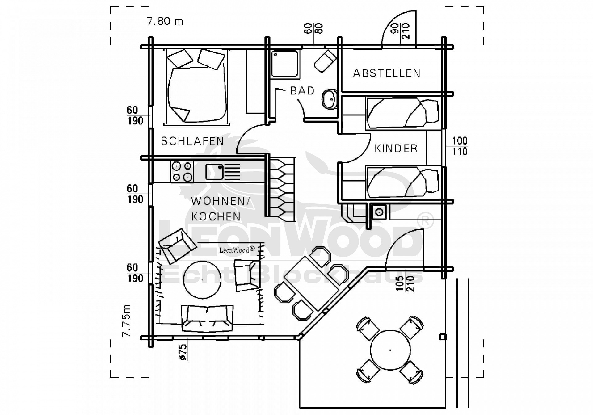Holzhaus Leosun Adria 55