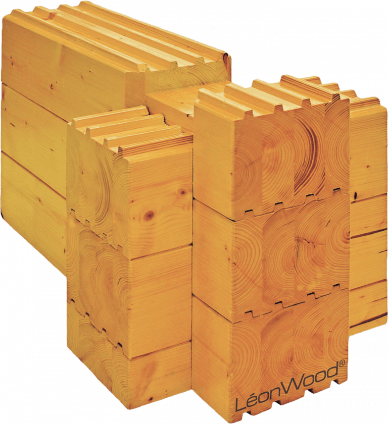 LéonBloc Wandaufbau im Holzhaus von LéonWood®