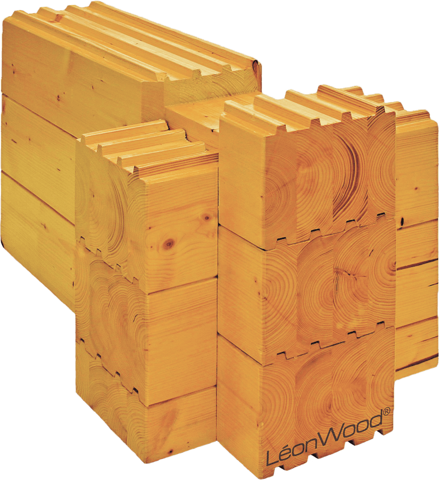 LéonBloc Wandaufbau im Holzhaus von LéonWood®