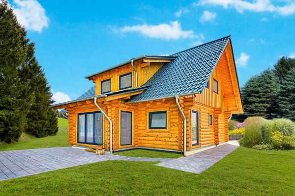 Blockhaus California Blue - Blockbohlenhaus zum Wohnen | LéonWood